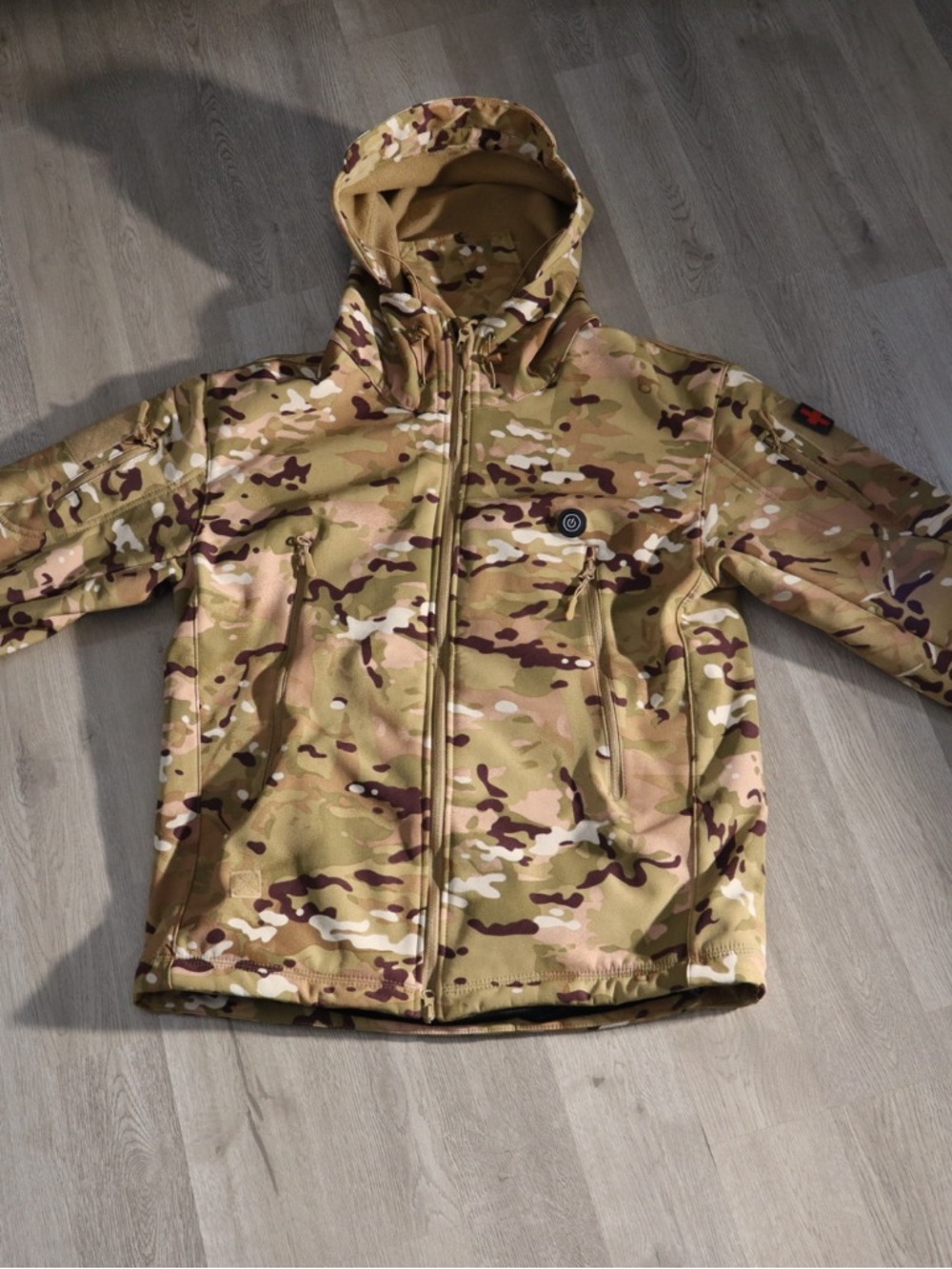 Men's Tactical Hooded Field Jacket - Tan Camo